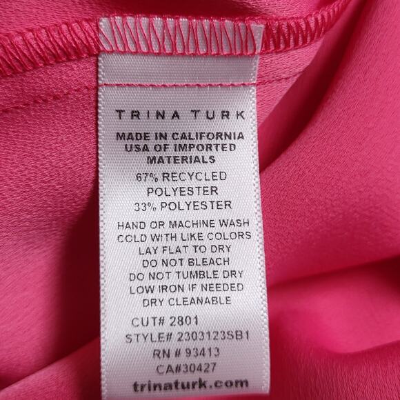 Trina Turk One Shoulder Ruffle Satisfied Pink Top Size Small NWT - Picture 11 of 12